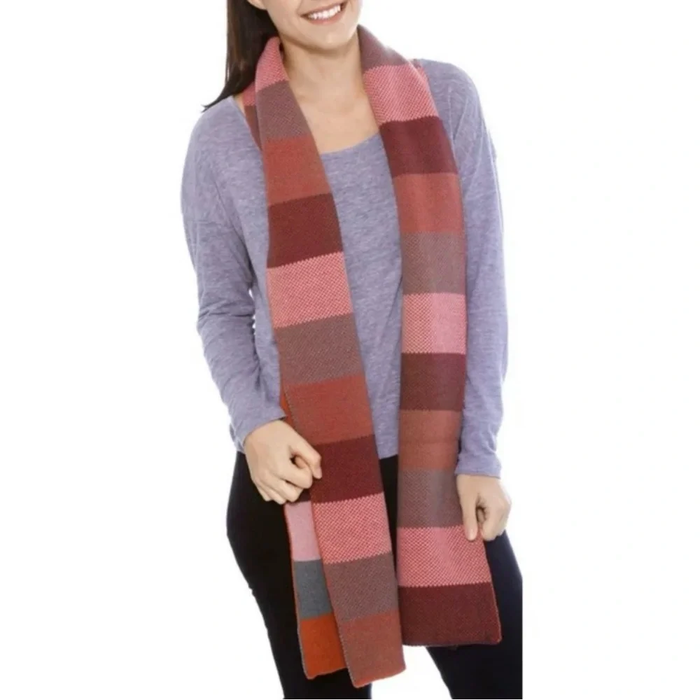 Simplicity Wide Knit Winter Scarf Rugby Stripes Pink Colorblock